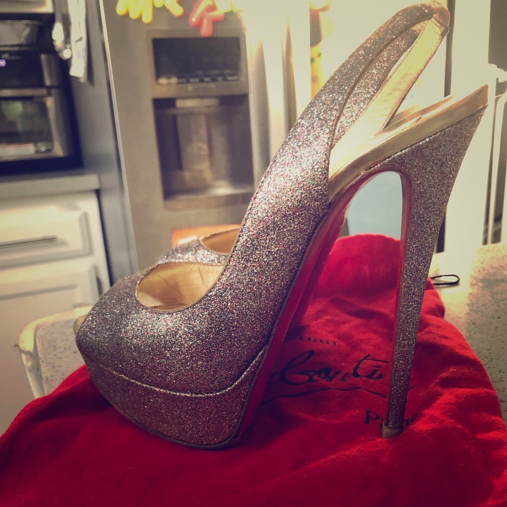 Christian Louboutin Lady peep sling sz 37 glitter